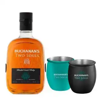 Whisky buchanans two souls 750 ml + 2 vasos