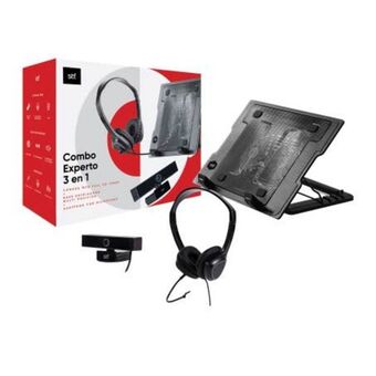 Combo experto stuffactory diadema + cámara web + base para computadora