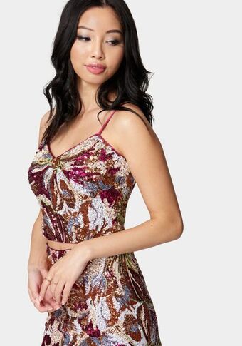 Bebe Sequin spaghetti strap top oferta