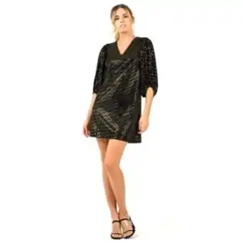 Vestido metálico mangas de globo corto nuria farres