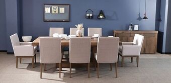 Muebles Dico Comedor rectangular anka con 6 sillas y 2 sillones capuchino. oferta
