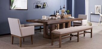 Muebles Dico Comedor rectangular anka con 2 sillones y 2 bancas de 200 cm capuchino oferta