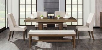 Muebles Dico Comedor rectangular anka con 4 sillas y banca 140 cm capuchino oferta