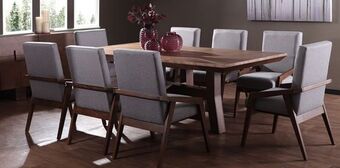 Muebles Dico Comedor rectangular kansas con 8 sillones gris oferta
