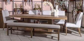 Muebles Dico Comedor rectangular anka con 5 sillas y banca 200 cm gris oferta
