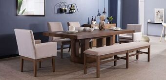 Muebles Dico Comedor rectangular anka con 2 sillas, 2 sillones y banca de 200 cm capuchino oferta