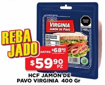 HEB HCF Jamón Virginia de Pavo 400g oferta