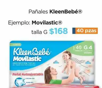 Pañales kleenbebé movilastic talla g 40 pzas