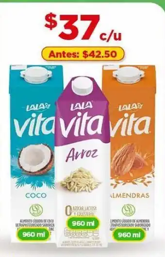 Bodega Aurrerá Bebida vegetal lala vita de arroz, coco o almendras 960ml oferta