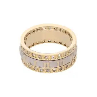 Nacional Monte de Piedad Argolla giratoria platinada motivo números romanos con circonias en oro amarillo 14 kilates. oferta