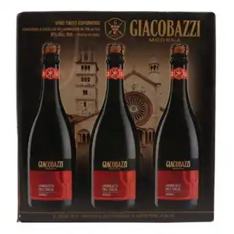 Vino tinto giacobazzi lambrusco espumoso 6 pzas de 750 ml