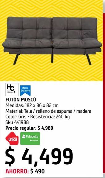 Sodimac Homecenter Futón moscú tela gris oferta