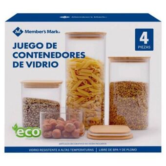 Juego de contenedores member's mark de vidrio 4 pzas