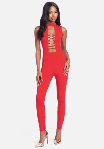 Bebe Gold bar detail jumpsuit oferta