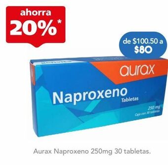 Aurax naproxeno 250mg 30 tabletas
