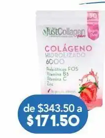 Farmacia San Pablo Just collagen colágeno hidrolizado en polvo sabor fresa 210 g polvo oferta