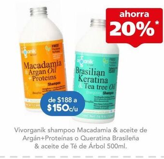 Farmacia San Pablo Vivorganik by vivelle shampoo macadamia y aceite de argan+proteinas de origen natural 500 ml oferta