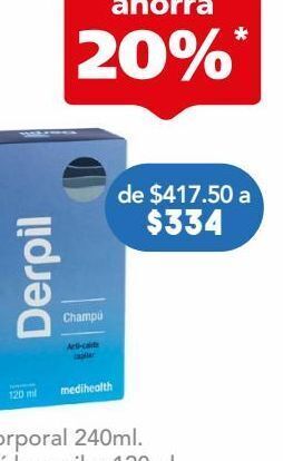 Farmacia San Pablo Derpil shampoo anticaída tratamiento auxiliar 120 ml oferta