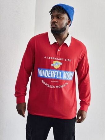 SHEIN Extended sizes hombres camisa polo con estampado de letra oferta