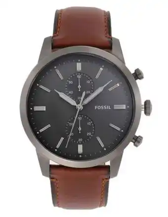 Reloj fossil townsman extensible de piel con logotipo para caballero