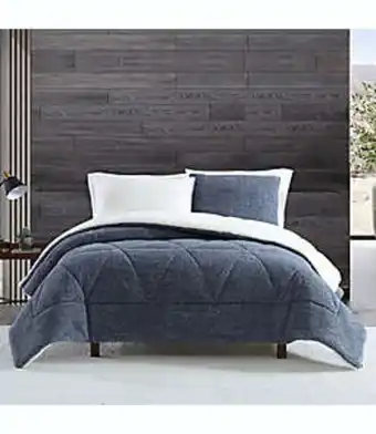 Bed Bath & Beyond Set de edredón individual de poliéster ugg® classic con tela de borrego color azul melange, 2 piezas oferta