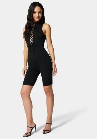 Lace-up biker short romper