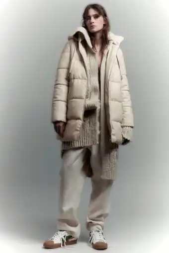 ZARA Abrigo acolchado efecto piel wind protection oferta