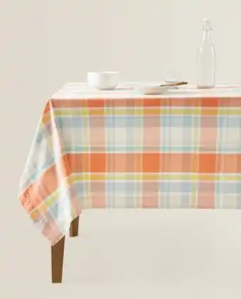 ZARA HOME Mantel hilo tintado cuadros oferta