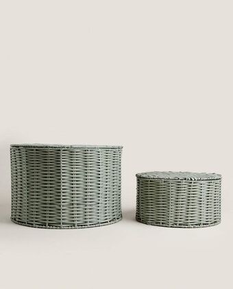 ZARA HOME Cesta trenzada con tapa oferta