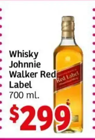 Soriana Híper Johnnie Walker Red Label Whisky 700 ml oferta