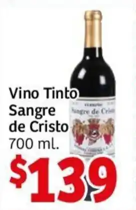 Soriana Híper Sangre de Cristo Vino Tinto 700 ml oferta