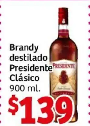 Presidente Clasico Brandy destilado 900 ml