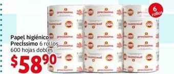 Soriana Híper Precissimo Papel higienico 6 rollos 600 hojas dobles oferta
