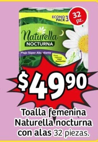 Soriana Híper Naturella Toalla femenina nocturna con alas 32 piezas oferta