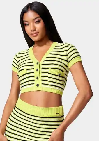 Bebe Button front cropped cardigan sweater oferta
