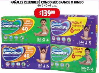 Farmacias Guadalajara Pañales Kleenbebé Comodisec Grande o Jumbo 40 ó 40 + 6 pzs oferta