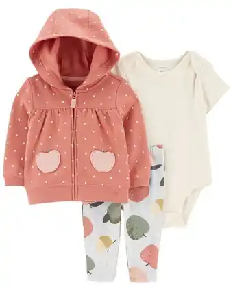 Conjunto conjunto de 3 piezas con estampado de manzanas carter's