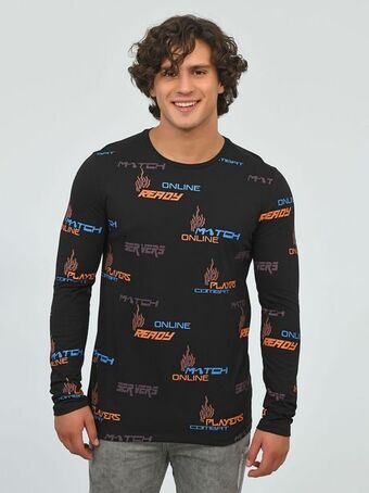 Playera manga larga estampada