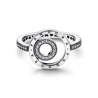 Anillo círculos en pavé con logotipo pandora signature