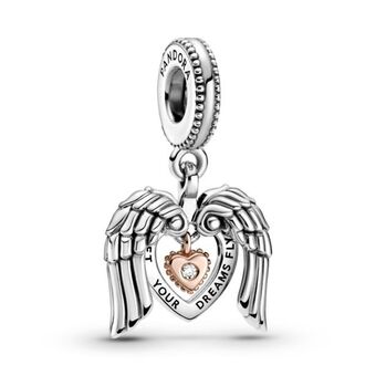 Pandora Charm del club pandora 2021 colgante alas de ángel y corazón recubrimiento en oro rosa de 14k oferta