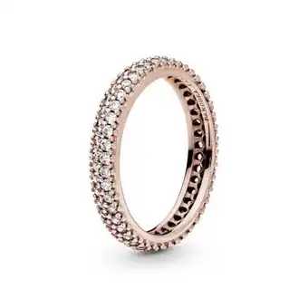 Pandora Anillo pavé elegante recubrimiento en oro rosa de 14k oferta