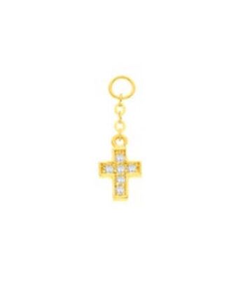 Joyerías Bizzarro Charm colgante diseño de cruz en oro con zirconias negras oferta