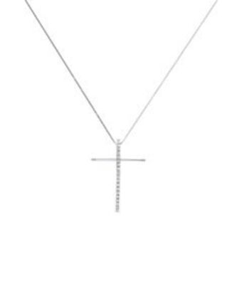 Crucifijo oro blanco 14k con zirconias