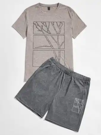 SHEIN Shein homewear de hombres bolsillo plantas casual oferta
