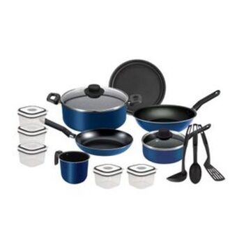 El Bodegón Batería de cocina 21 piezas ekco azul hecha de aluminio con set de herméticos oferta