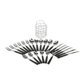 El Bodegón Juego de cubiertos ekco de 25 piezas color negro hechos de acero inoxidable con porta cubiertos oferta