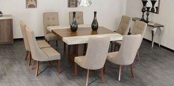 Muebles Dico Comedor cuadrado luxor con 8 sillas café oferta