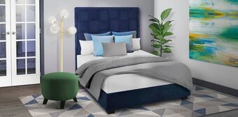 Muebles Dico Cama matrimonial logan azul oferta