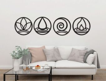 Muebles Dico Set de 4 figuras decorativas para pared elementos negro oferta
