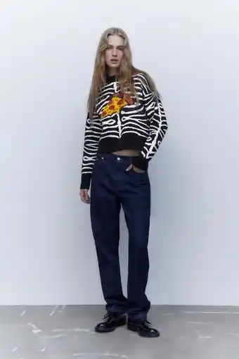 ZARA Jersey punto jacquard pizza oferta